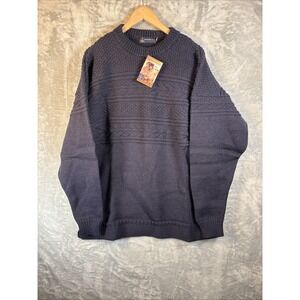 JM Cooper Knitwear Sweater Mens 2XL Blue Fisherman 100% British Wool